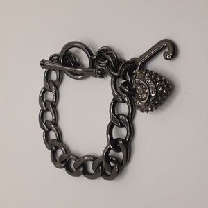 Vintage Juicy Couture Gunmetal Pave Starter Charm Bracelet - EUC